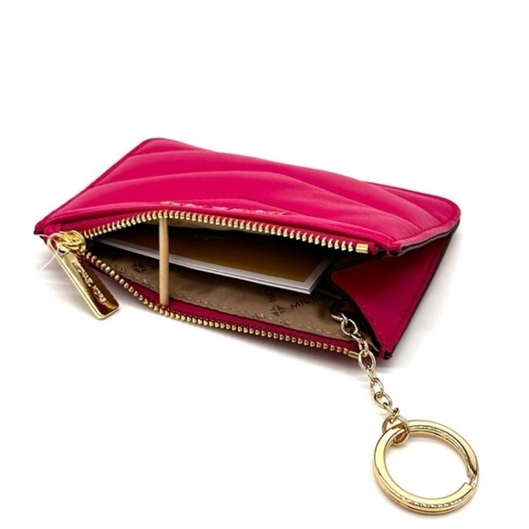 Michael Kors Jet Set Travel Small Top Zip Coin Pouch w ID Holder Electric Pink - Picture 7 of 8